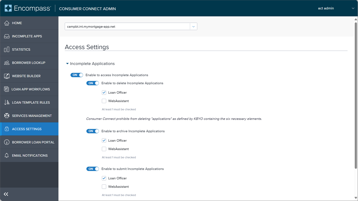 Manage Access to Incomplete Applications