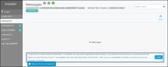 Messages page screenshot