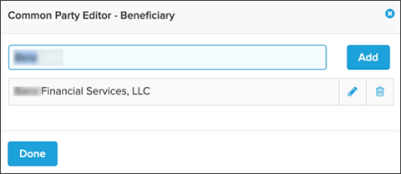 Common Party Editor - Beneficiary window screenshot