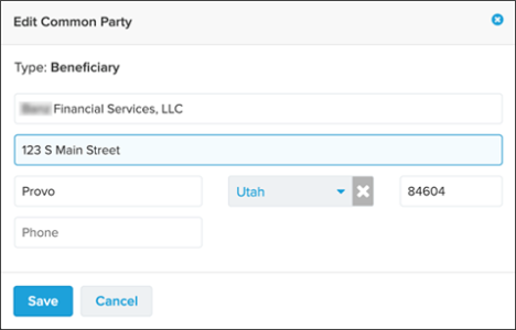 Edit Comon Party window screenshot