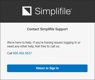 Contact Simplifile Support page screenshot