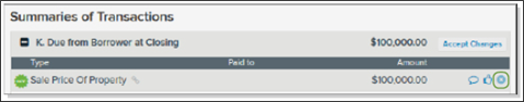 Summaries of Transactions section screenshot