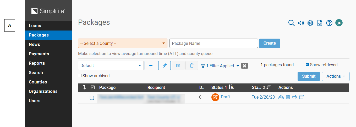 Packages page with callout screenshot