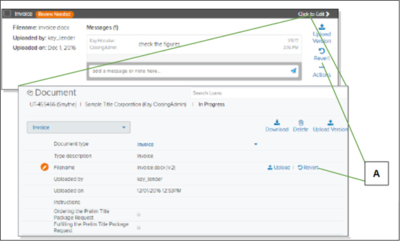 Click to Edit link with Document page with callouts screenshot