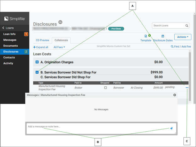 Disclosures page with callouts screenshot