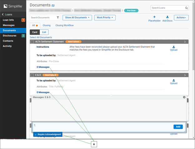 Documents page with callouts screenshot
