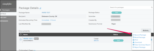 Package Details page with callouts screenshot