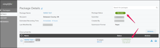 Package Details page with callouts screenshot