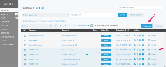 Packages page with callouts screenshot