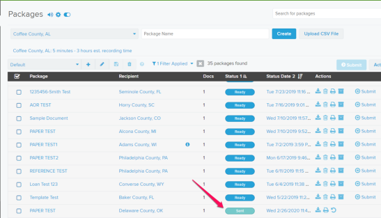 Packages page with callout screenshot