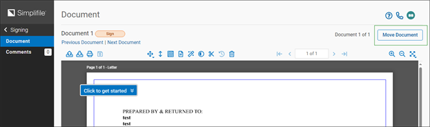 Document Page with the Move Document button highlighed screenshot
