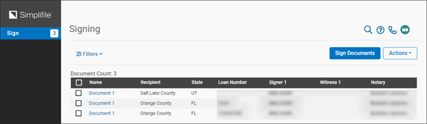 Signing List page with orange banner screenshot