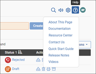 Help icon in My Simplifile toobar and menu screenshot