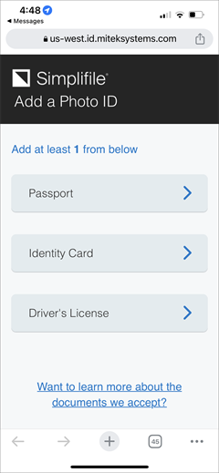 Add a photo ID screenshot