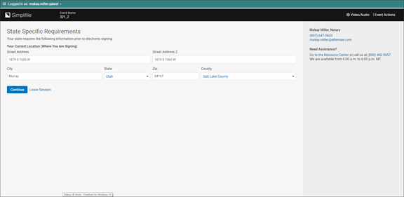 State Specific Requirements screenshot
