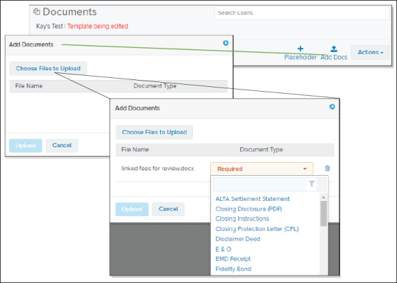 Documents page and Add Documents windows screenshot