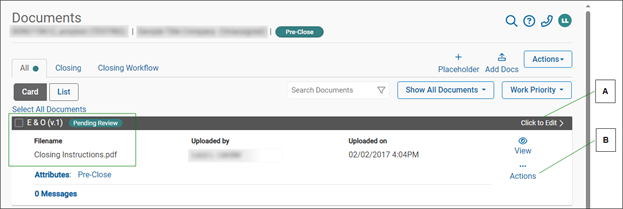 Documents page with callouts screenshot
