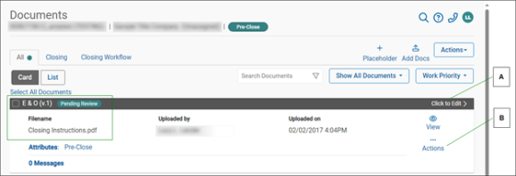 Documents page with callouts screenshot