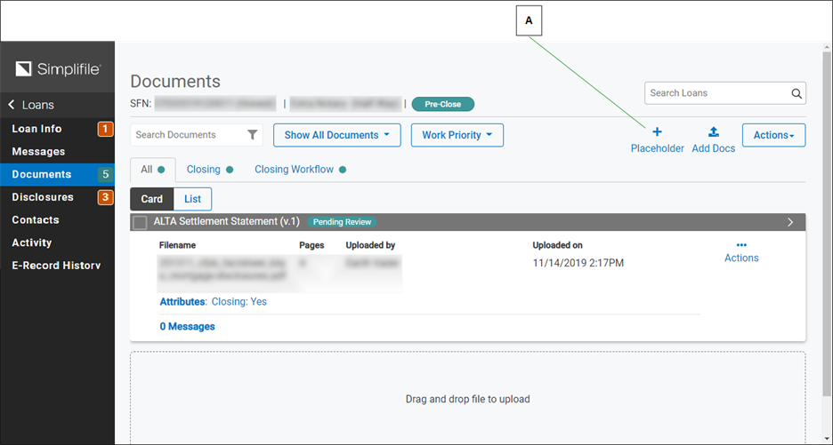 Documents page with callout screenshot