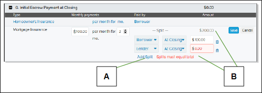 G. Initial Escrow Payment at Closing section with callouts screenshot