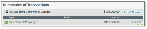 Summaries of Transactions section screeshot