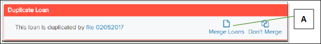 Duplicate Loan section with callout screenshot