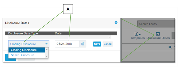 Disclsoures Dates window wiht callouts screenshot