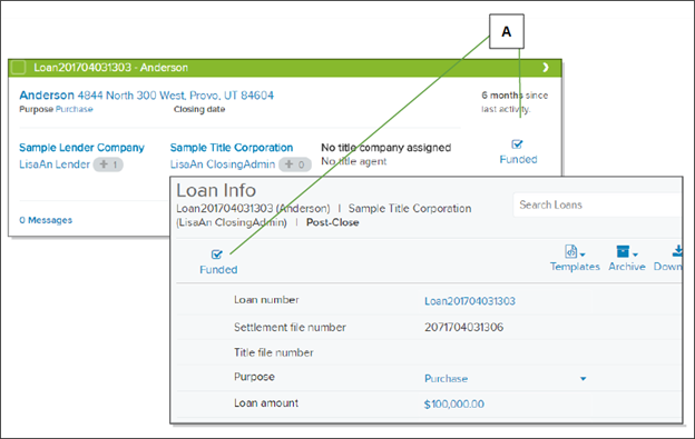 Loan Info page wth callout screenshot