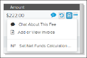 Amount menu screenshot