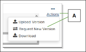 Actions dropdown menu with callout screenshot