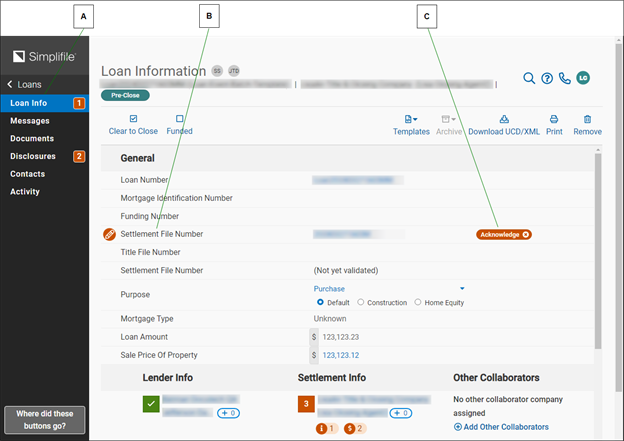 Loans Info page with callouts screenshot