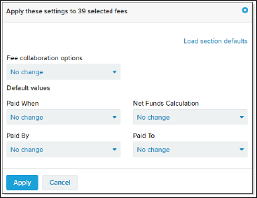 Apply these settings to selected fees window screenshot