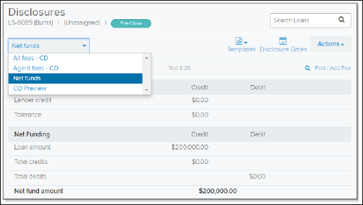 Disclosures page with dropdown window open screenshot