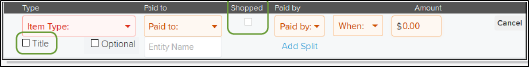 Section wiht Title checkbox and Shopped checkbox highlighted screenshot