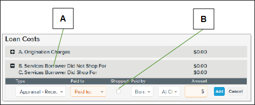Loan Costs section with callouts screenshot