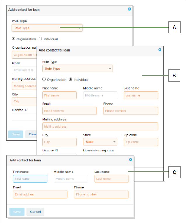 Add contact for loan windows with callouts screenshots