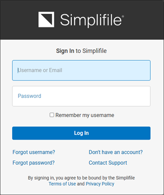 Login Screen page screenshot