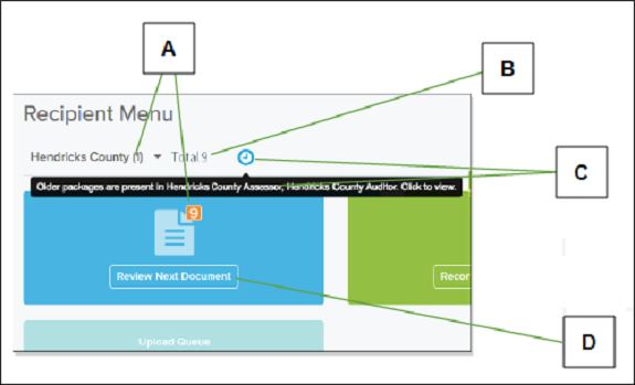 Recipient Menu page with callouts screenshot
