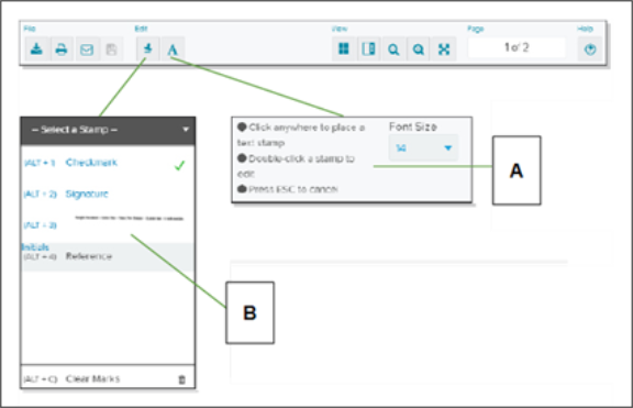 Document Viewer page with Stamps tool and highlights screenshot