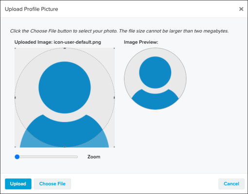 Upload Profile Picture window with uploaded image and image preview screenshot