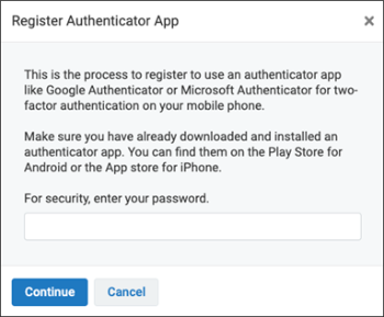 Registered Authenticator App window screenshot