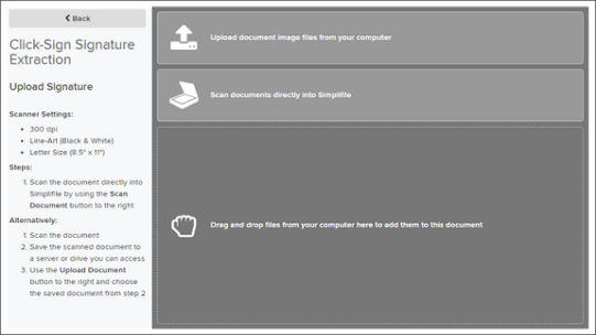 Click-Sign Signature Extraction page screenshot
