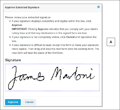 Approve Extracted Signature window screenshot