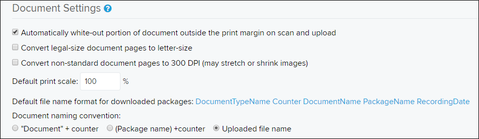 Submission Preparation page Document Settings section screenshot