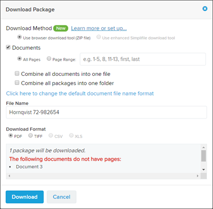 Download Package window screenshot