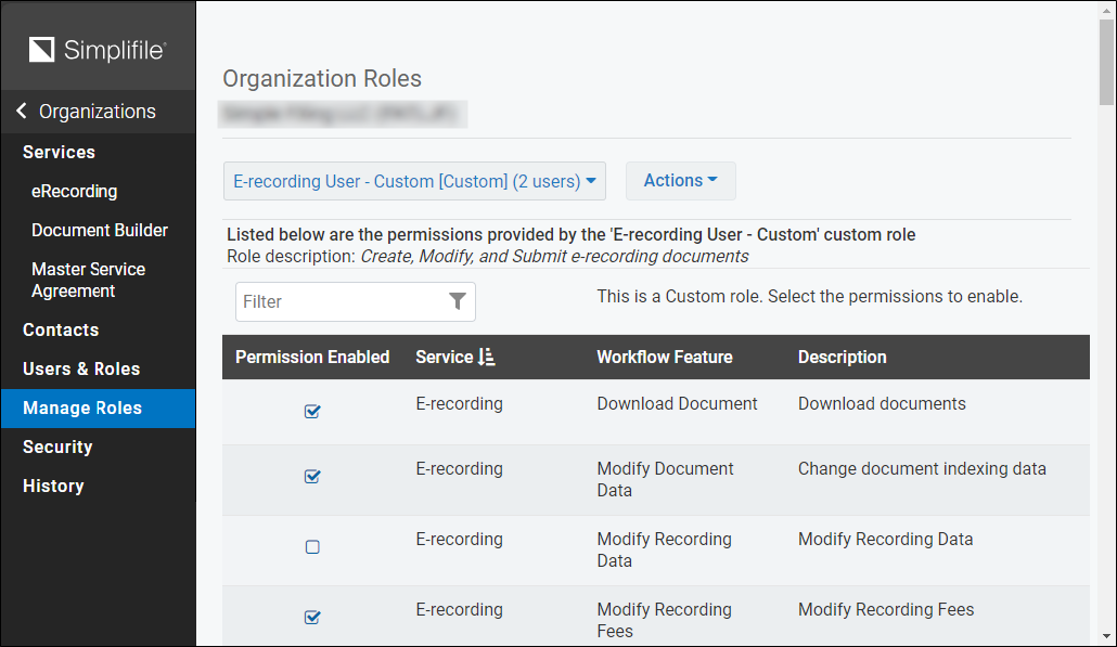 Organization Roles page screenshot