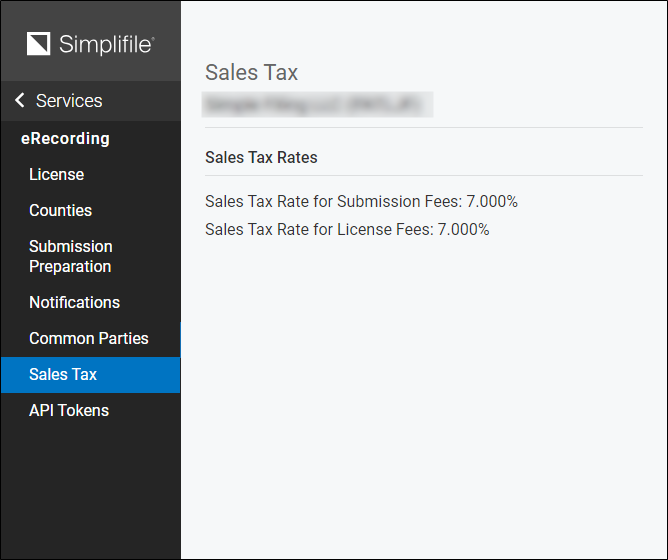 Sales Tax page screenshot