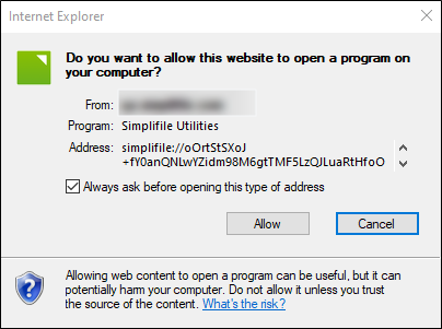 Do you want to allow this website to open a program on your computer window screenshot