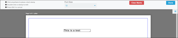 Document Editor page text stamp screenshot