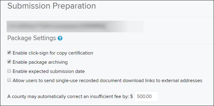 Submission Preparation page Package Settings sectcion screenshot